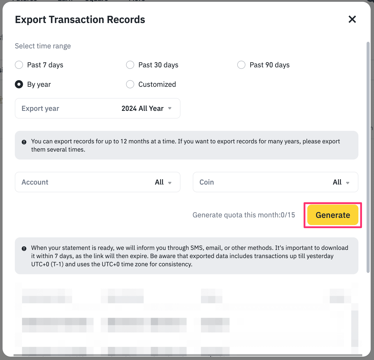 Binance — Configura periodo, cuentas y monedas antes de generar el archivo.