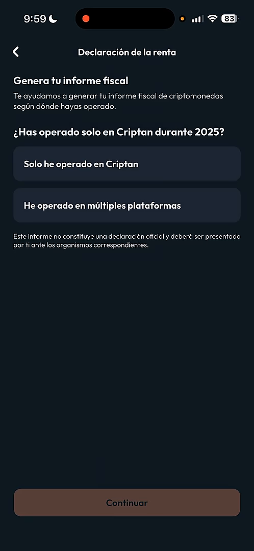 Criptan — Vídeo oficial (0:15): las dos opciones para el ejercicio 2025. Selecciona la que corresponda a tu situación.