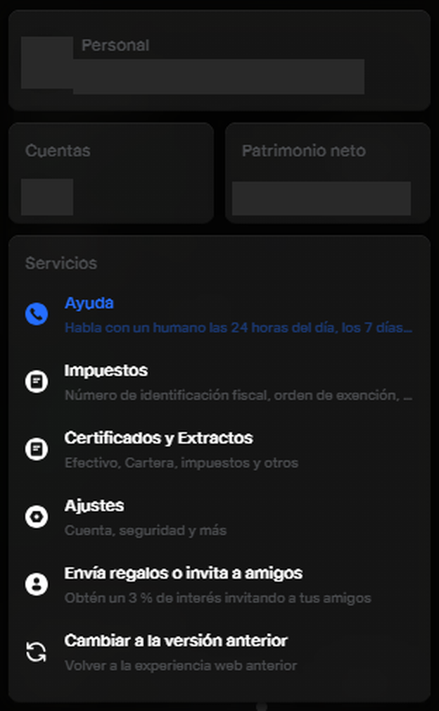 Trade Republic — El acceso a Certificados y Extractos está en Servicios, dentro del perfil.